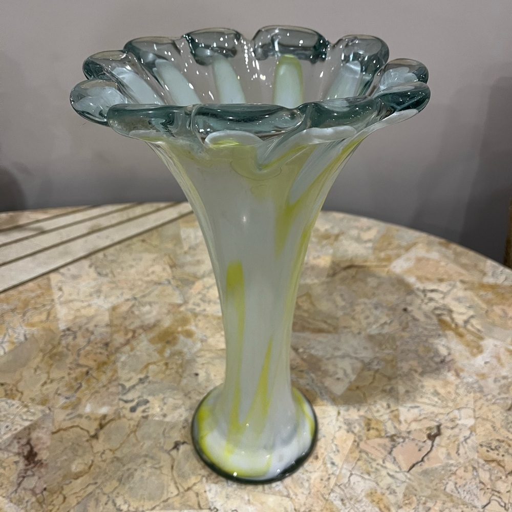 HAND blown Art Glass Vase 12” tall
